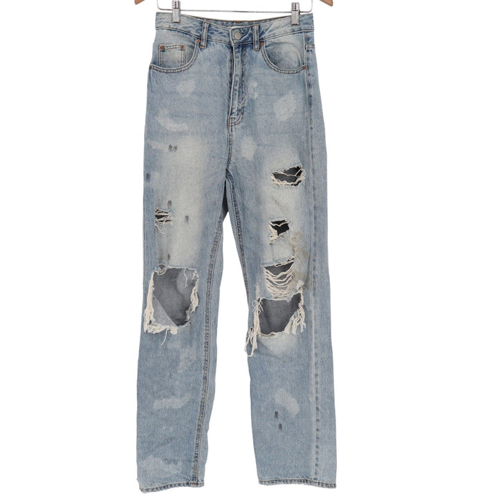 PacSun Womens Light Acid Wash Distressed High Rise Straight Leg Jeans Size 27