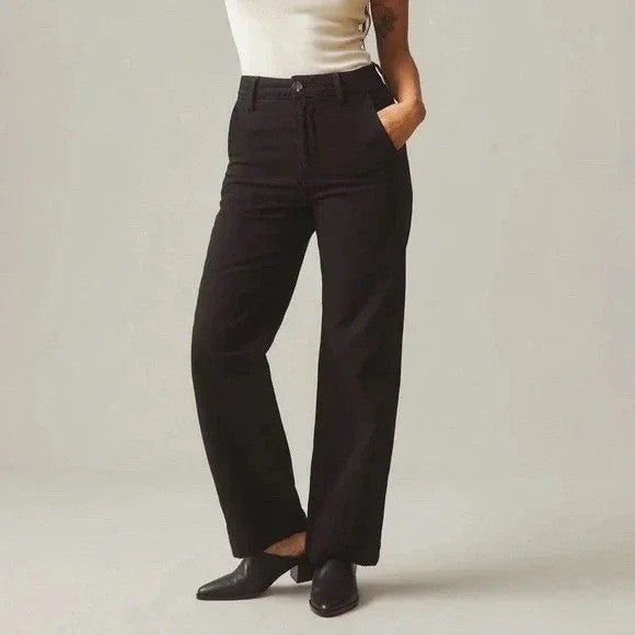 American Giant Black Wide Leg Cropped Pants Size 6 Made in USA