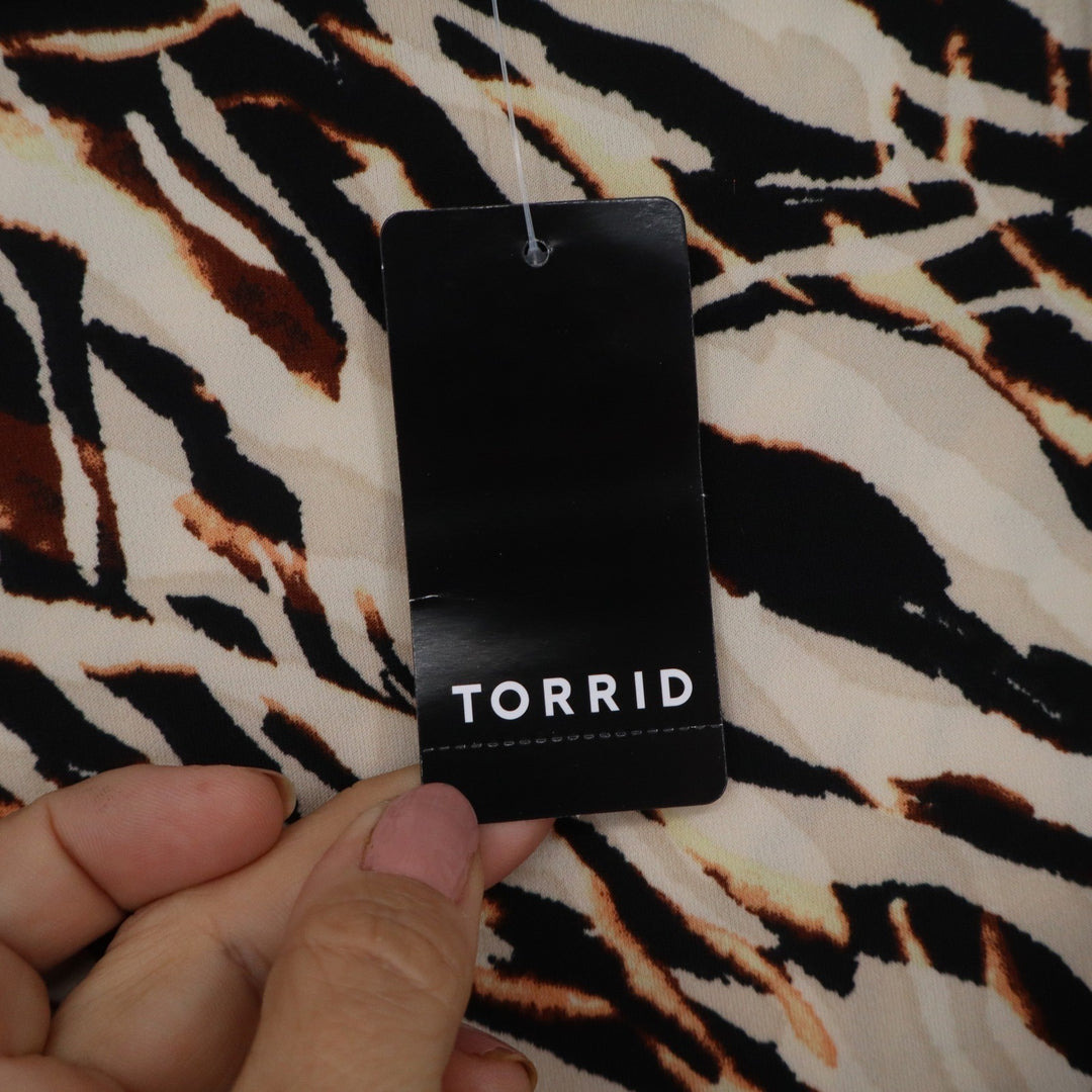 Torrid Zebra Print Maxi Studio Knit Dress Cut Out V-Neck Long Sleeve 1X NWT