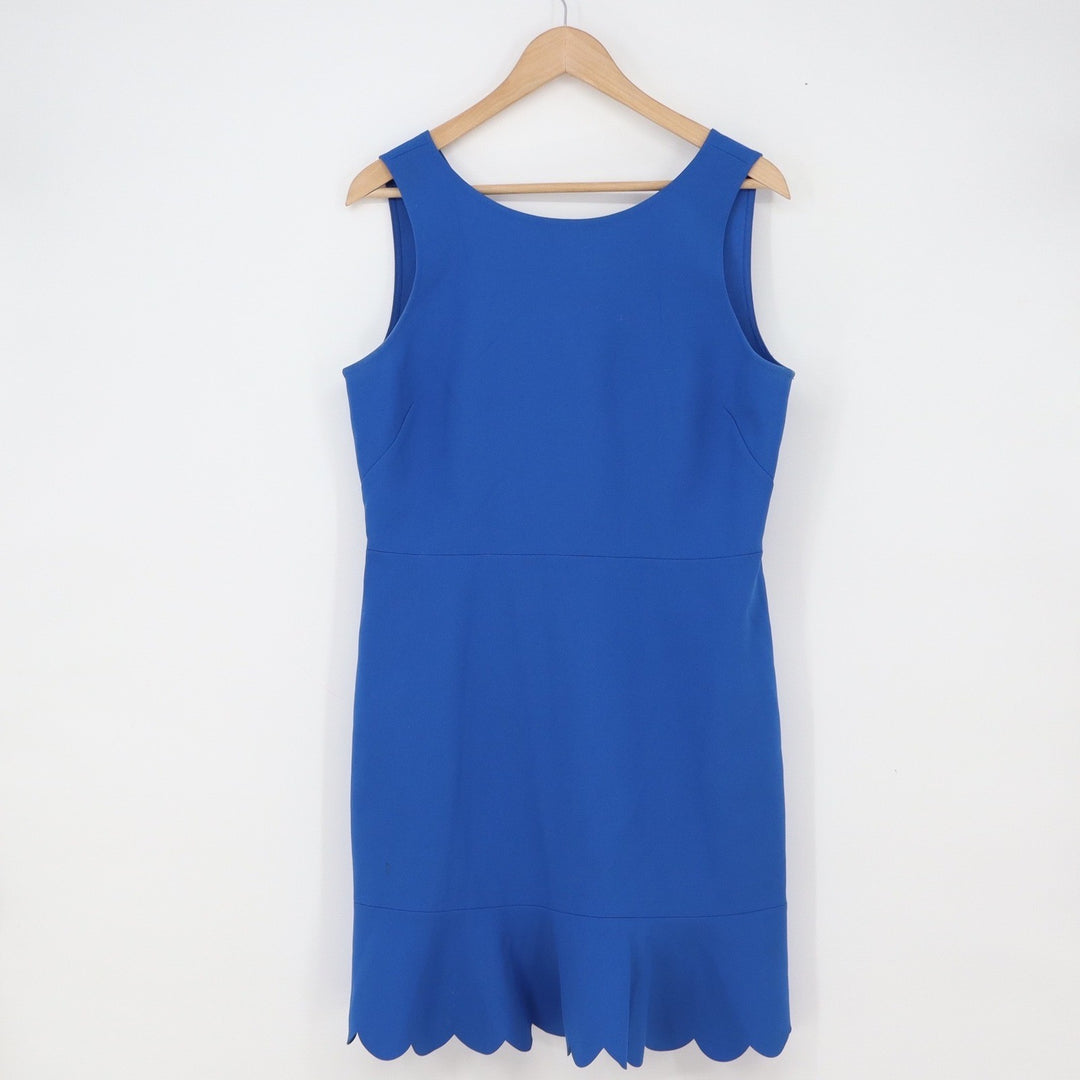 J.Crew Dress Women's 12 Blue Scalloped Ruffle Hem Sleeveless Excellent