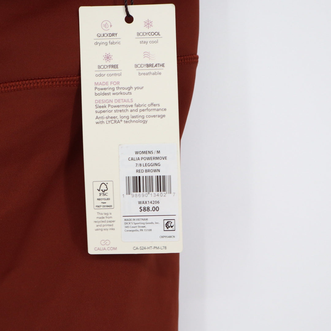 Calia Powermove 7/8 Leggings Womens Medium Red Brown High Rise NEW