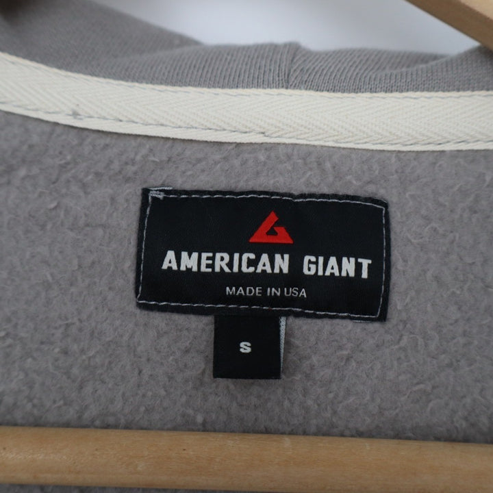 American Giant Hoodie Mens Small Gray Logo Fleece Lined Cotton Kangaroo Pocket
