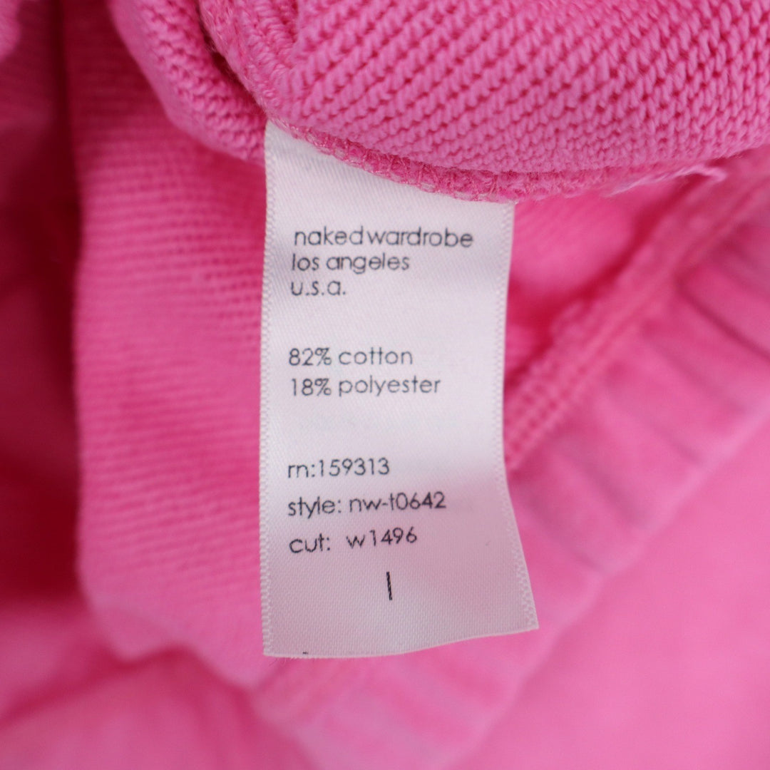 Naked Wardrobe Pink Cropped Hoodie Sweatshirt Size L