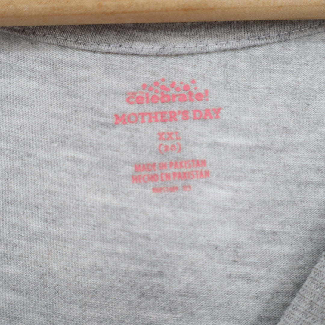 Celebrate Mothers Day Dog Mom Graphic T-Shirt Heather Gray XXL 20 Paw Print Tee