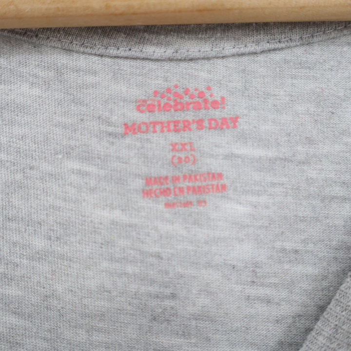 Celebrate Mothers Day Dog Mom Graphic T-Shirt Heather Gray XXL 20 Paw Print Tee