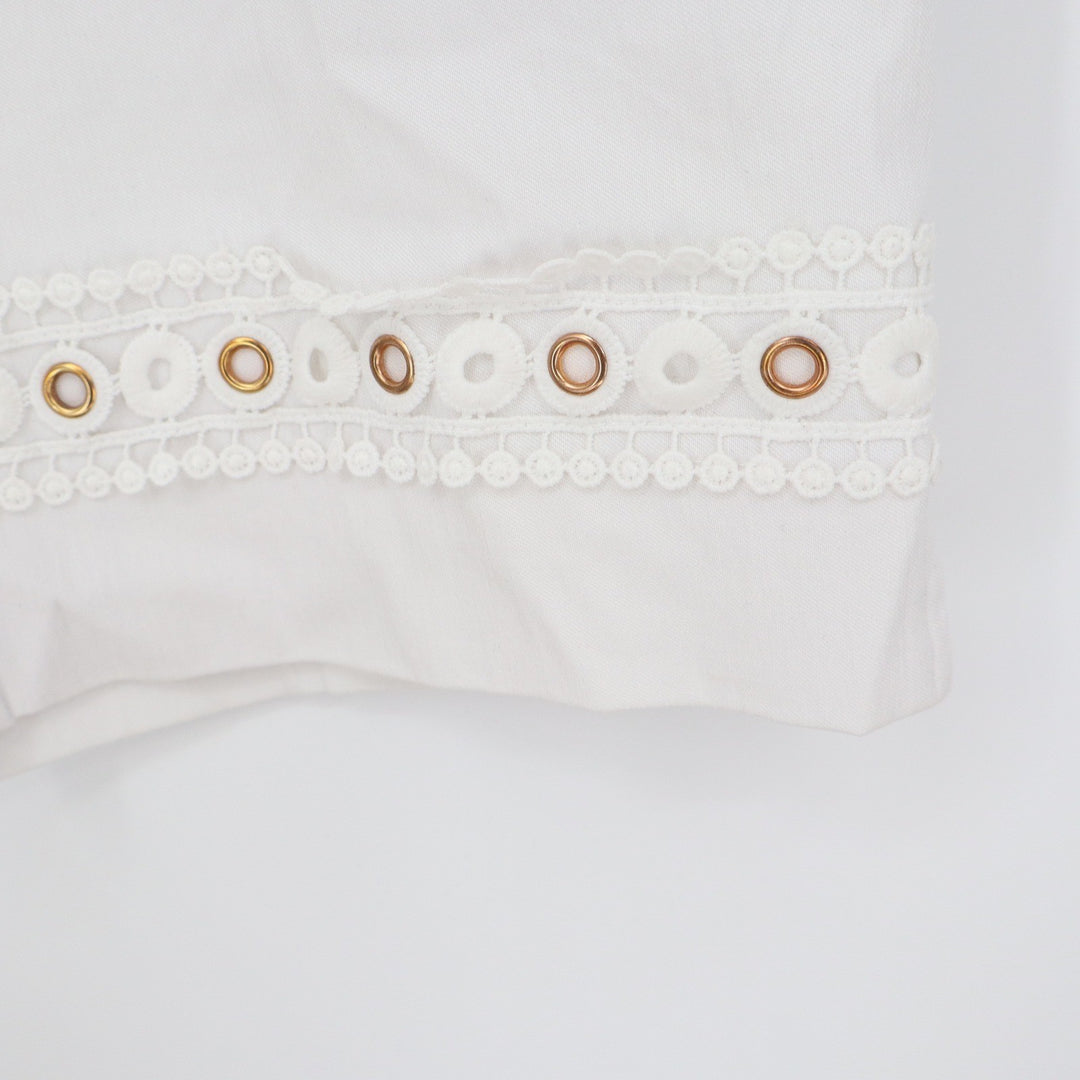 NY Collection Woman White Cropped Pants Eyelet Lace Trim 20W Mid Rise