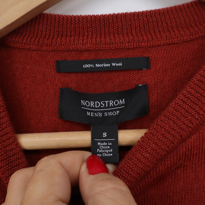 Nordstrom Men's Shop 100% Merino Wool Crewneck Sweater Rust Red Small