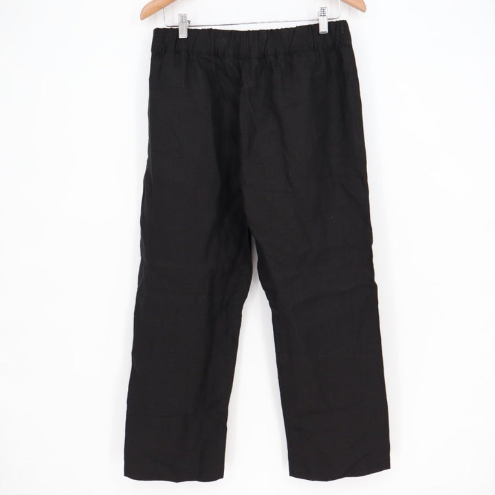 American Giant Black 100 Linen Elastic Waist Cropped Pants Size M