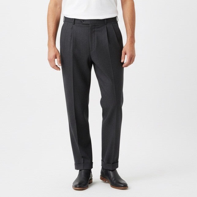 Joseph & Feiss Dress Pants Mens 36X30 Black Plated Slash Pockets Straight Leg