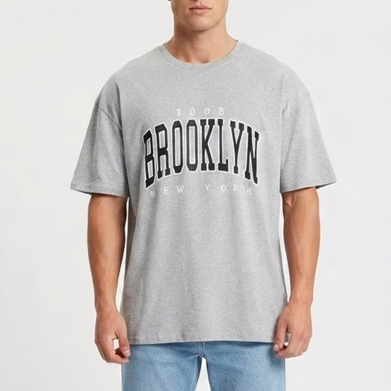 Brooklyn New York Graphic T-Shirt Mens Medium Gray Short Sleeve Streetwear Tee
