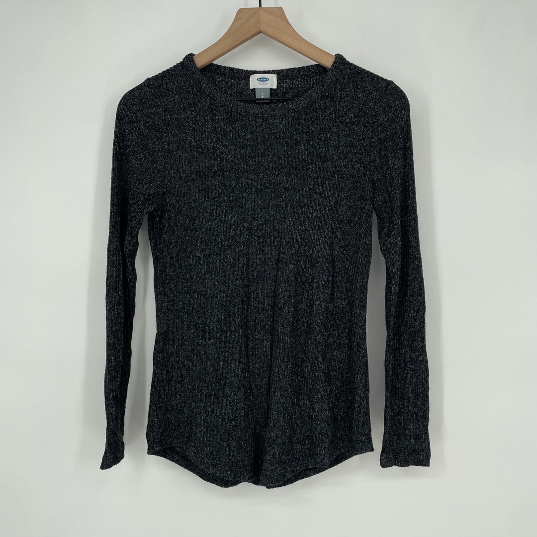 Old Navy Womens Gray Ribbed Long Sleeve Crew Neck Casual Top Size S