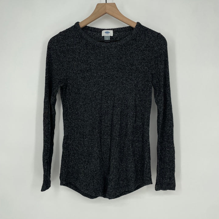 Old Navy Womens Gray Ribbed Long Sleeve Crew Neck Casual Top Size S