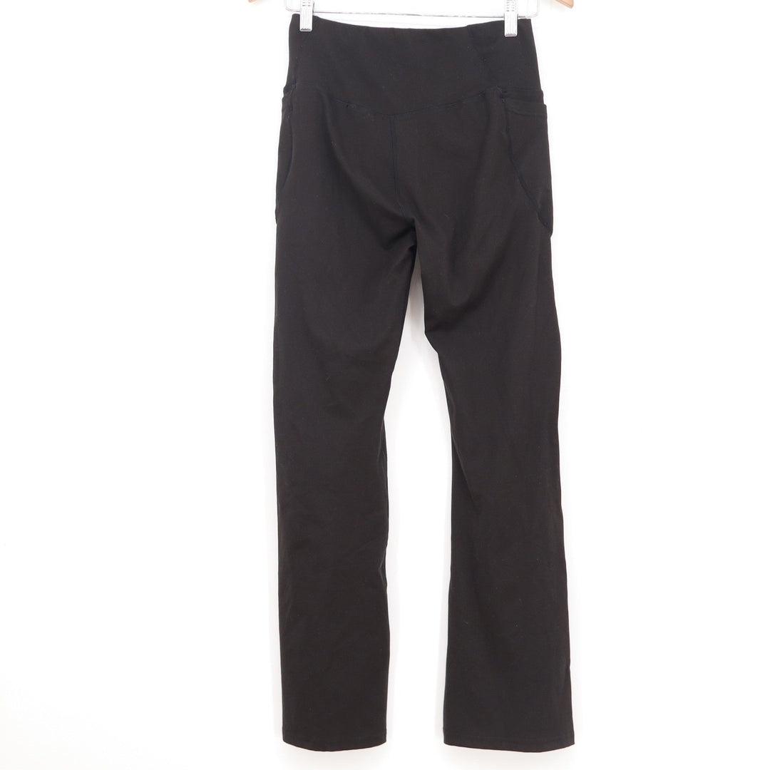 Active Domino Fashion Black Crossover V-Waist Yoga Pants Side Pockets Bootcut