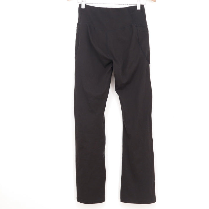 Active Domino Fashion Black Crossover V-Waist Yoga Pants Side Pockets Bootcut