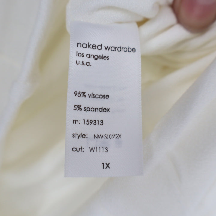 Naked Wardrobe Cream White Bodycon Midi Pencil Skirt Plus Size 1X