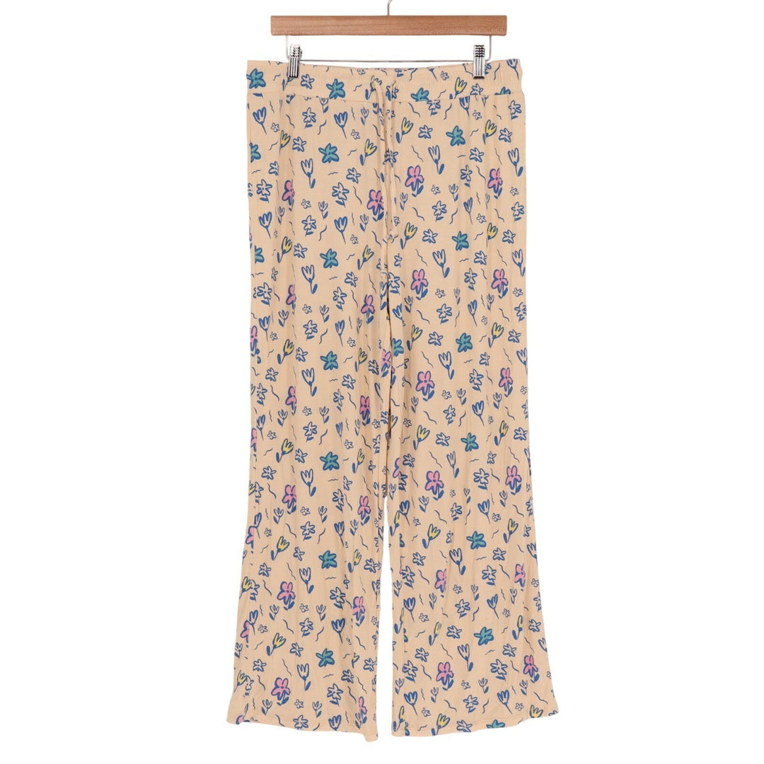 Honeydew Pajama Pants Women Large Cream Multi Floral Allover Print Rayon Stretch