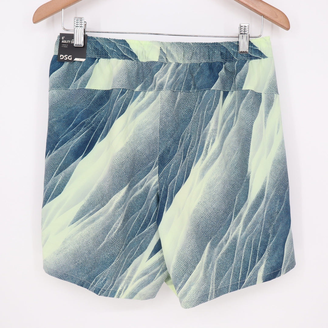 DSG Mens 6" Agility Short Navy Lime Abstract Graphic Training Gym S NEW