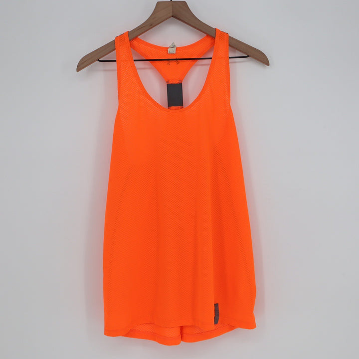 Under Armour HeatGear Run Tank Top Womens Large Neon Orange Racerback Mesh