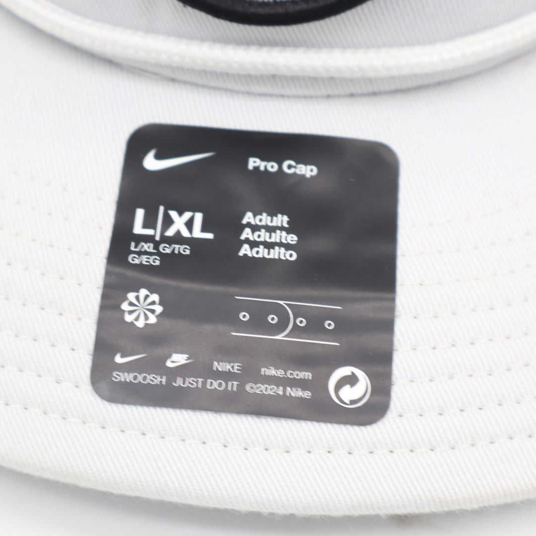 Nike Pro Cap White Black Swoosh Logo Snapback Hat L/XL HF7482-025 NEW