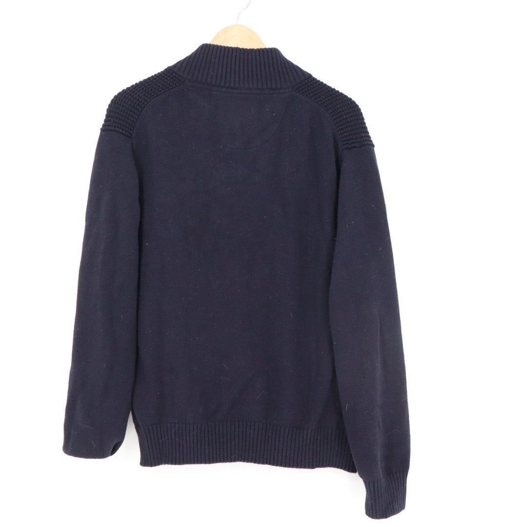 Weatherproof Original Holiday Sweater Men Large Midnight Navy Waffle Knit Cotton