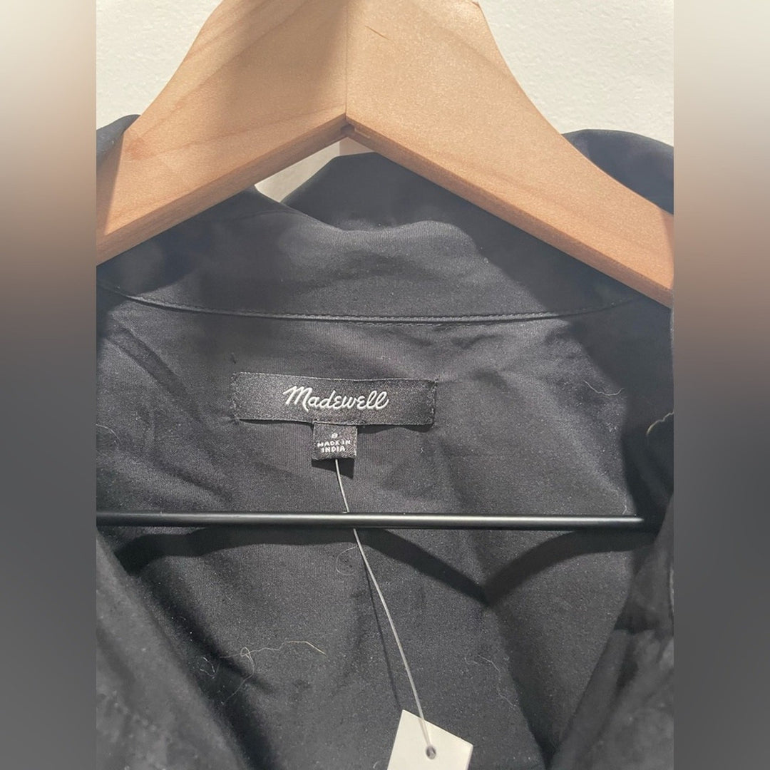 Madewell Seamed Long-Sleeve Mini Shirtdress in Poplin Size 8