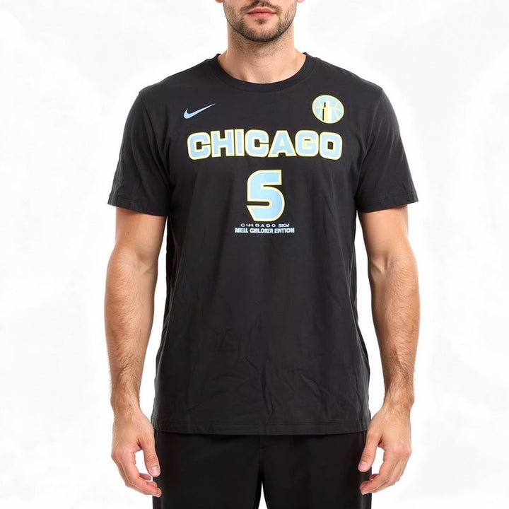 Nike Chicago Sky Angel Reese 5 Explorer Edition Black T-Shirt Mens Small M11332