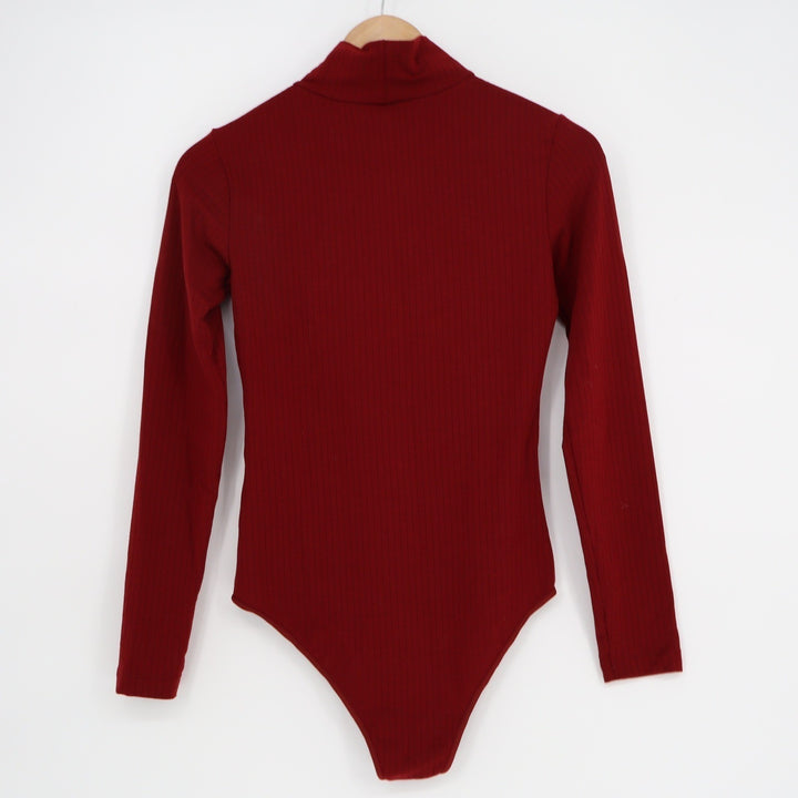 Uniqlo Heattech Extra Warm Ribbed Turtleneck Bodysuit Burgundy Red XS