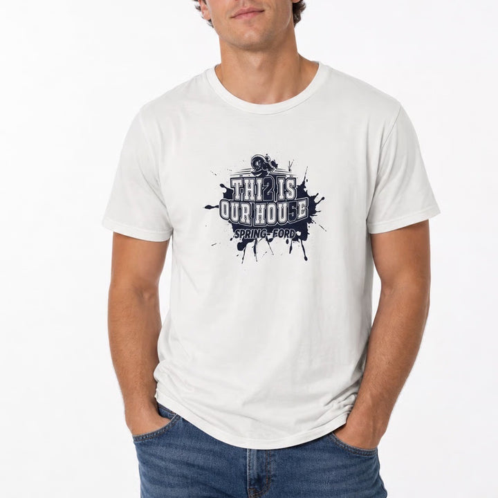 Hanes Spring-Ford This Is Our House Graphic T-Shirt Mens Large White Cotton Tee
