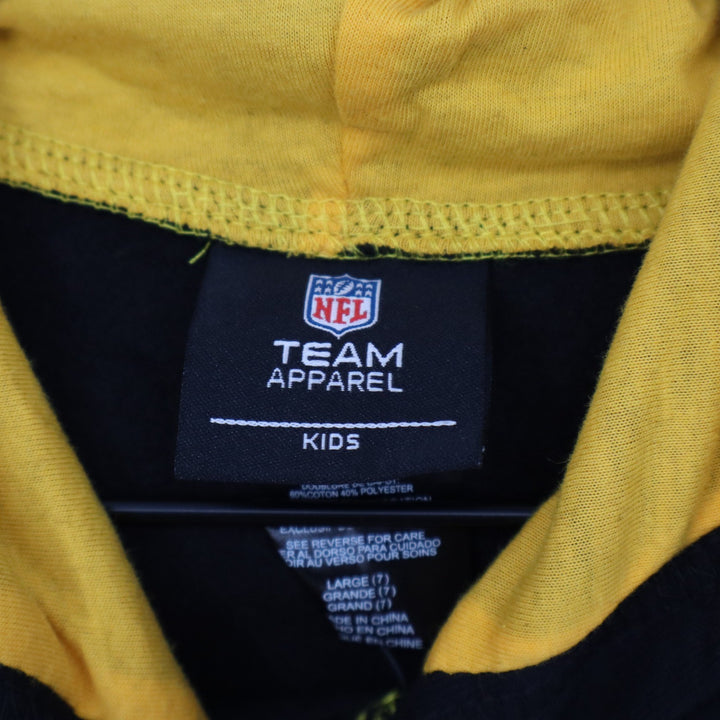 NFL Team Apparel Kids Pittsburgh Steelers Black Gold Hoodie Size 7