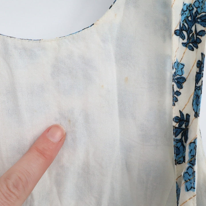 Lulus Flirty Fave Midi Dress Womens XS White Floral Cotton Tie-Back Round Neck