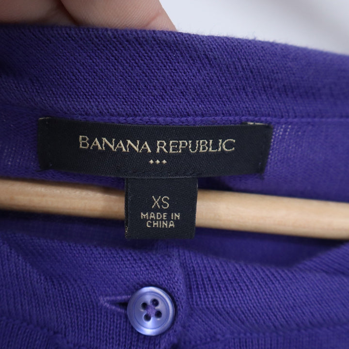 Banana Republic Womens XS Purple Cotton Button Front Crewneck Cardigan Sweater