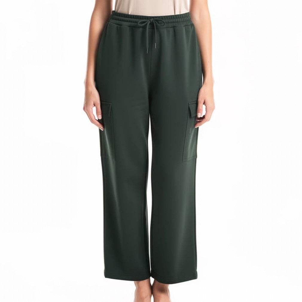 Old Navy Socomfy Sweatpants Womens XL Olive Green Cotton Cargo Pockets Wide Leg