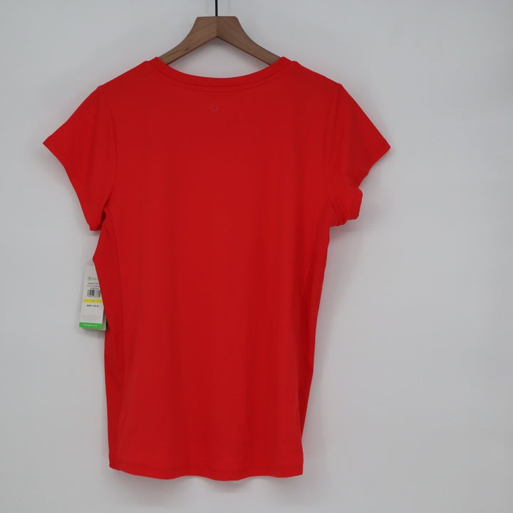 Gaiam Womens Rib Mix Performance Tee Hibiscus Red Yoga Slim Fit L