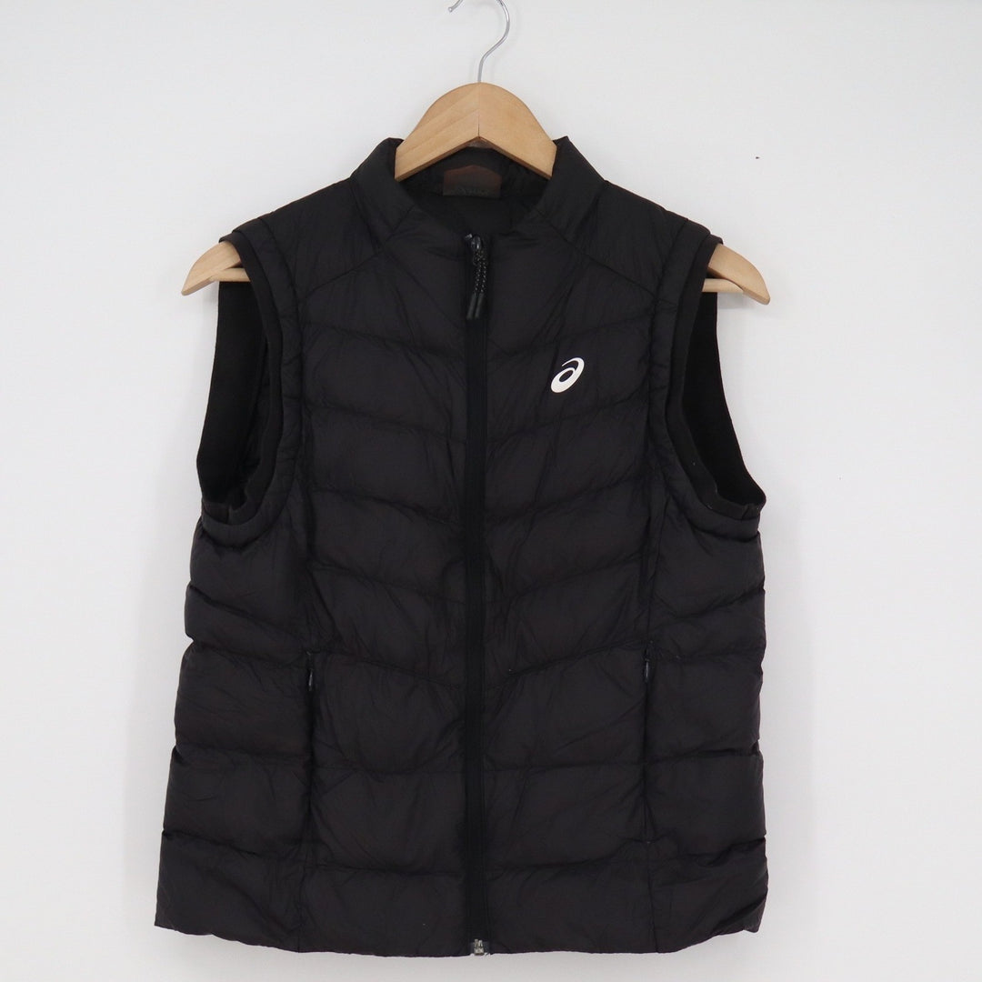 Asics Sound Mind Sound Body Black Down Puffer Vest Womens Medium Zip Up