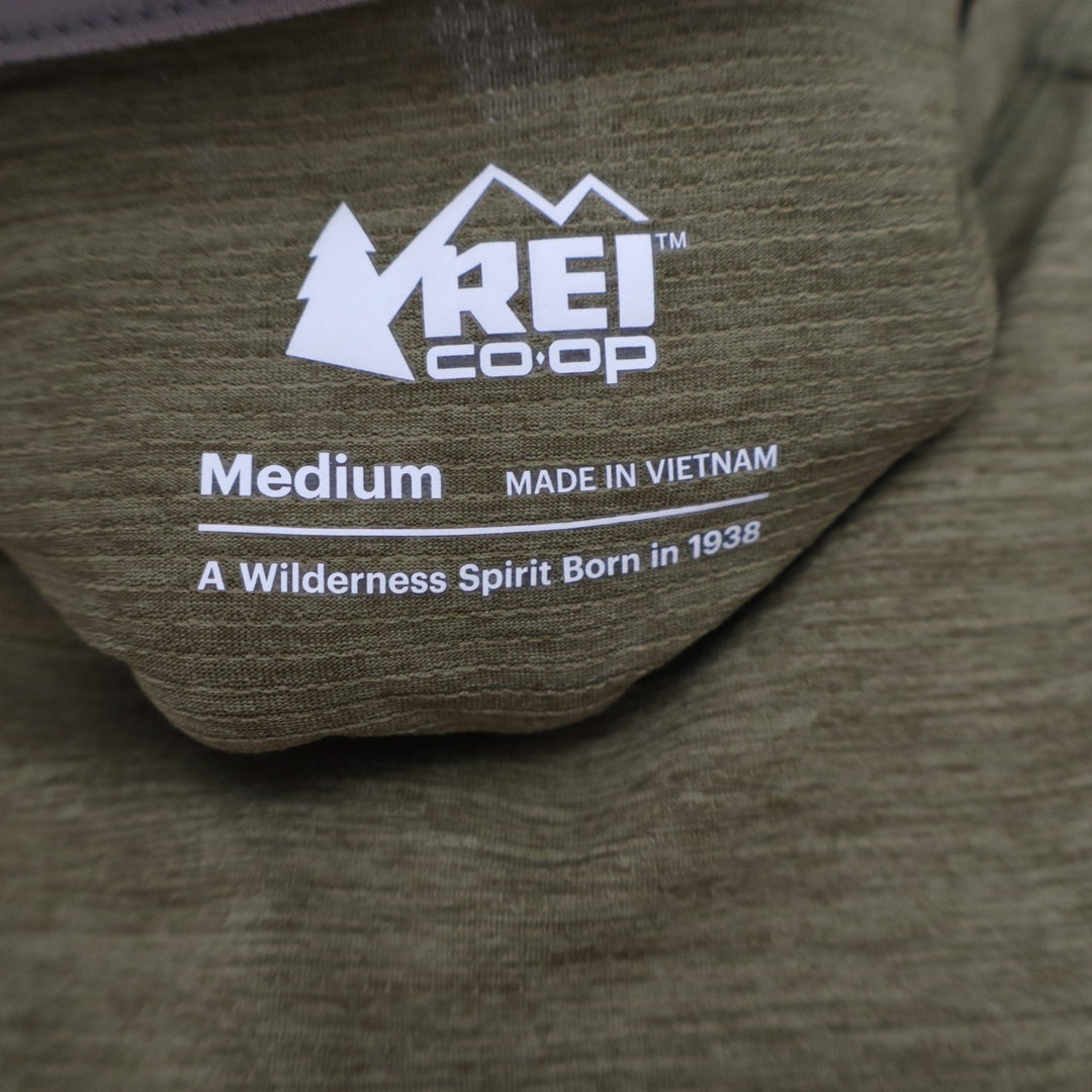REI Co-op Mens Medium Olive Green Heathered Performance Short Sleeve T-Shirt