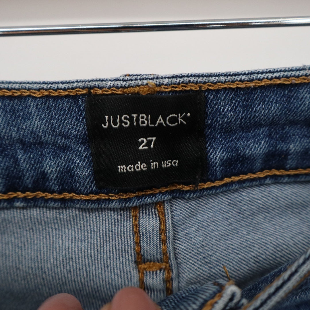Just Black Denim Womens Size 27 Medium Wash Distressed Raw Hem Cropped Jeans