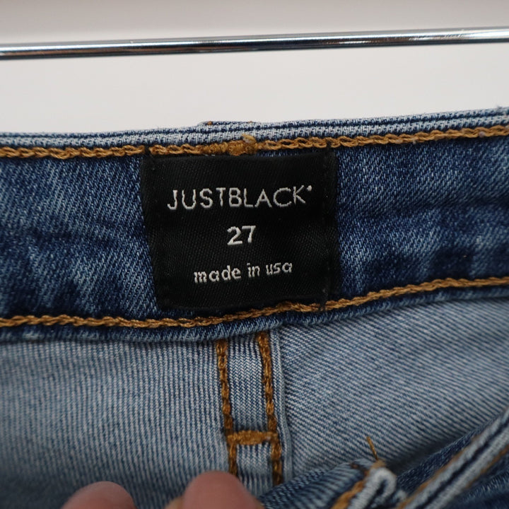 Just Black Denim Womens Size 27 Medium Wash Distressed Raw Hem Cropped Jeans