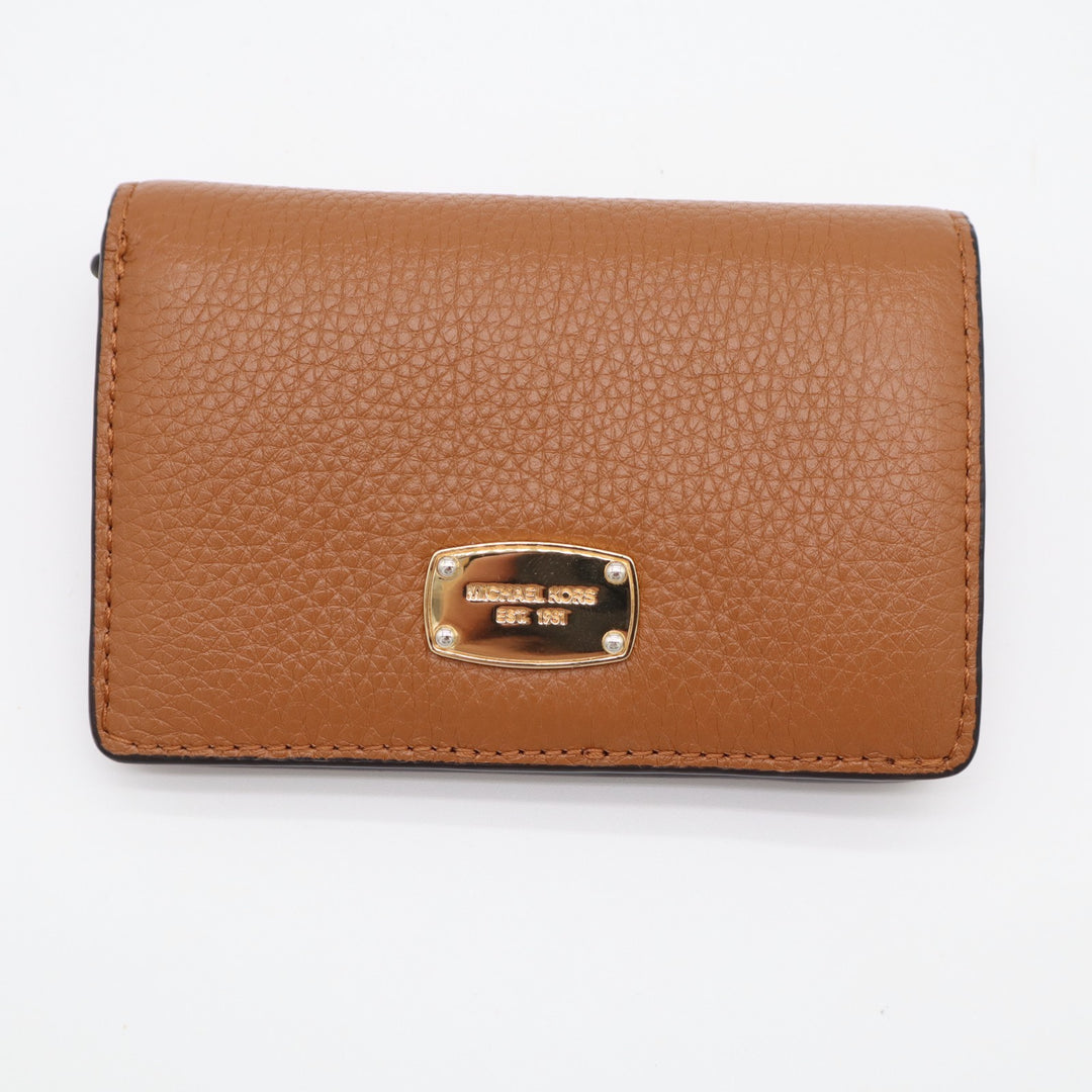 Michael Kors Womens Brown Pebbled Leather Inner Credit Card Slots Bifold Wallet