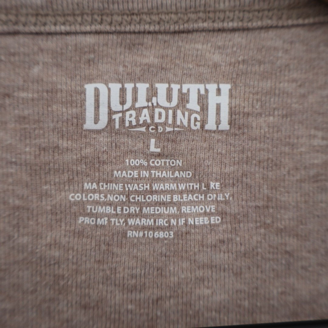 Duluth Trading T-Shirt Womens L Beige Knit Cotton Crew Neck Long Sleeve Pullover