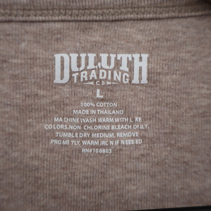 Duluth Trading T-Shirt Womens L Beige Knit Cotton Crew Neck Long Sleeve Pullover
