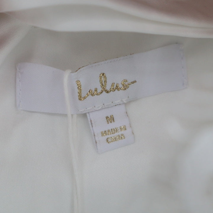 Lulus Heavenly Promise Crop Top Womens Medium White Sheer Lace Detail Round Neck