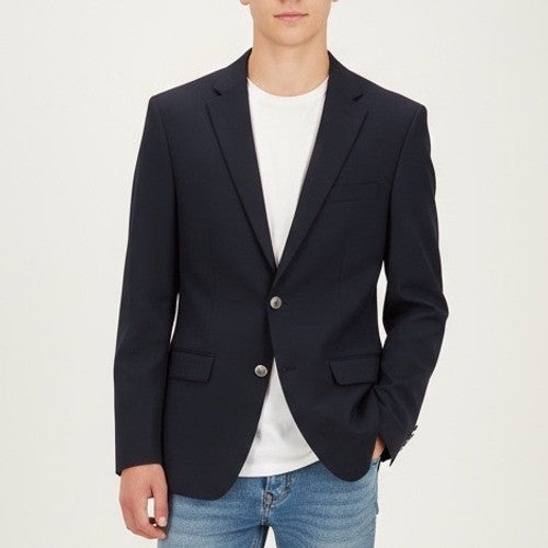 Michael Kors Mens Navy Wool Blend Blazer Jacket Size 38S