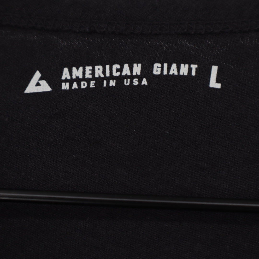 AMERICAN GIANT Mens Black Cotton Hemp T Shirt Size L Made in USA Crew Neck