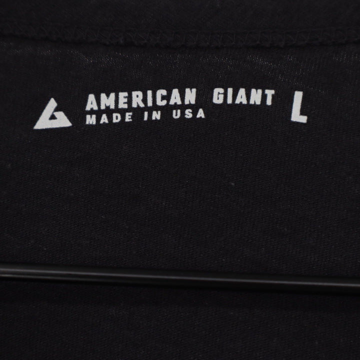 AMERICAN GIANT Mens Black Cotton Hemp T Shirt Size L Made in USA Crew Neck