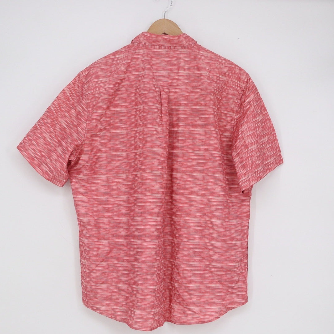 Chaps Mens XL Red Space Dye Performance Short Sleeve Button Down Shirt