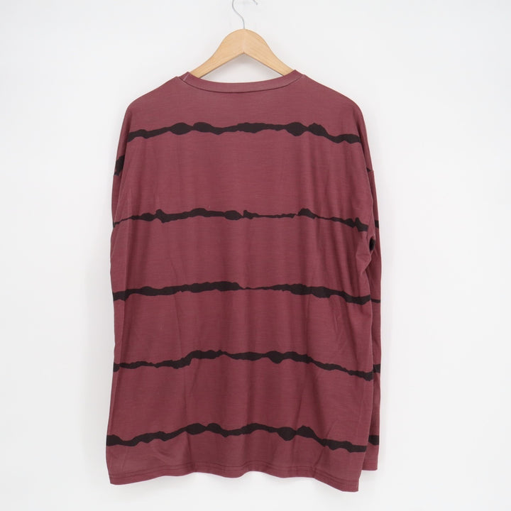 Shein Shirt Women Large Maroon Black Wire Themed Stripes Stretch Long Sleeve Tee