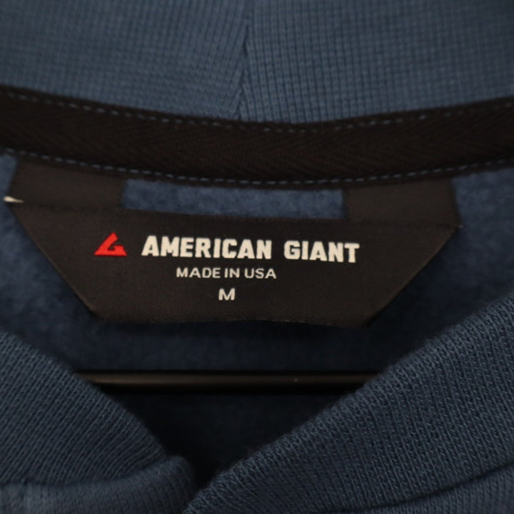 American Giant Midweight Sweatshirt Mens M Blue Fleece Raglan Sleeve Snap Henley