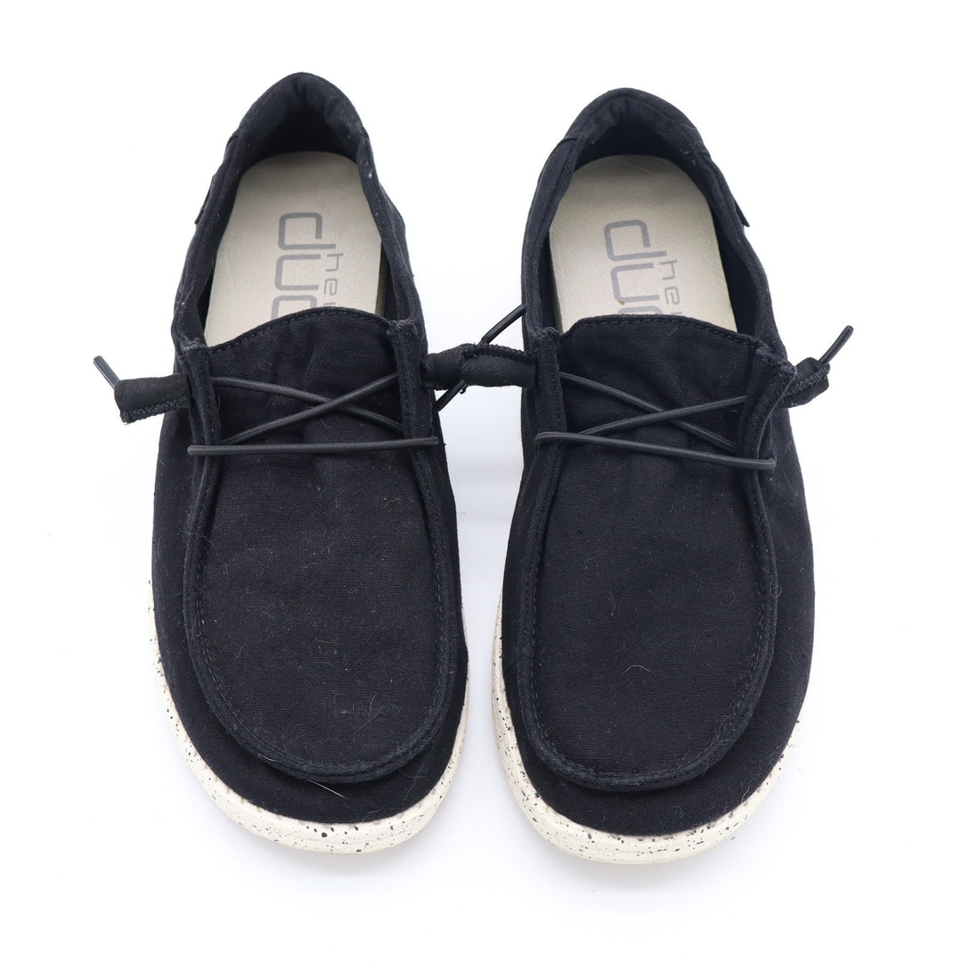 Hey Dude Wendy L Black Canvas Slip On Loafers Womens Size 8