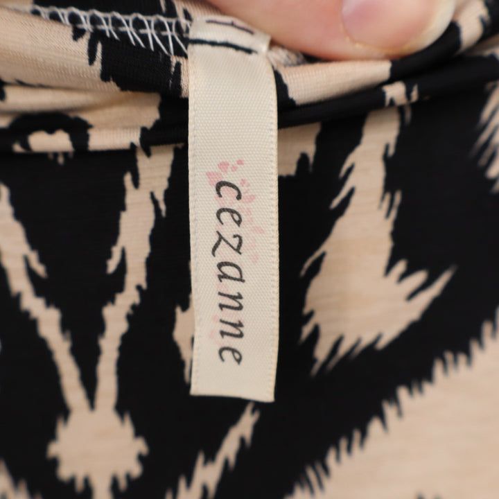 Cezanne Womens Black Tan Damask Ikat Print Jersey Maxi Skirt Size M