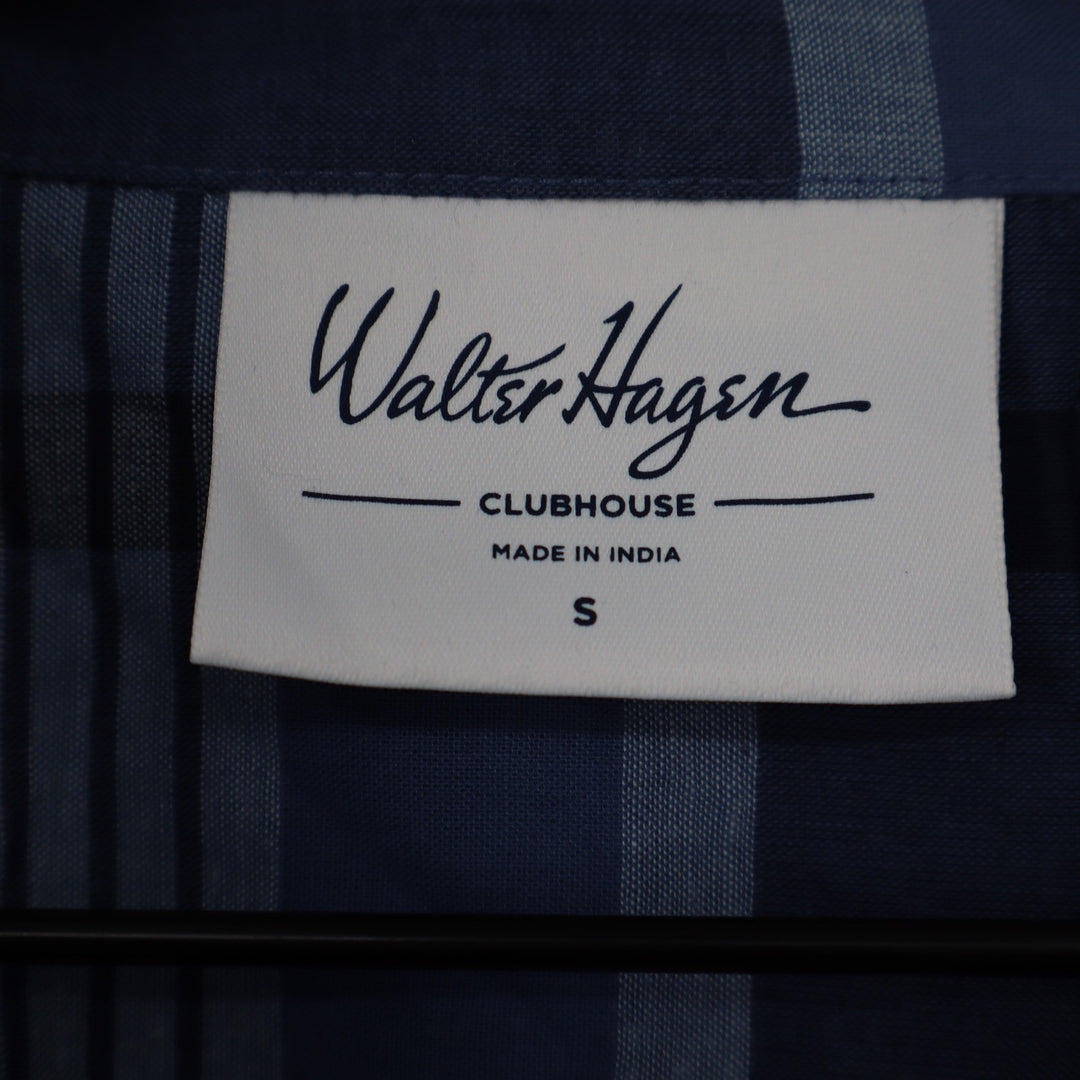 Walter Hagen Clubhouse Mens S Madras Navy Multi Plaid Short Sleeve Shirt